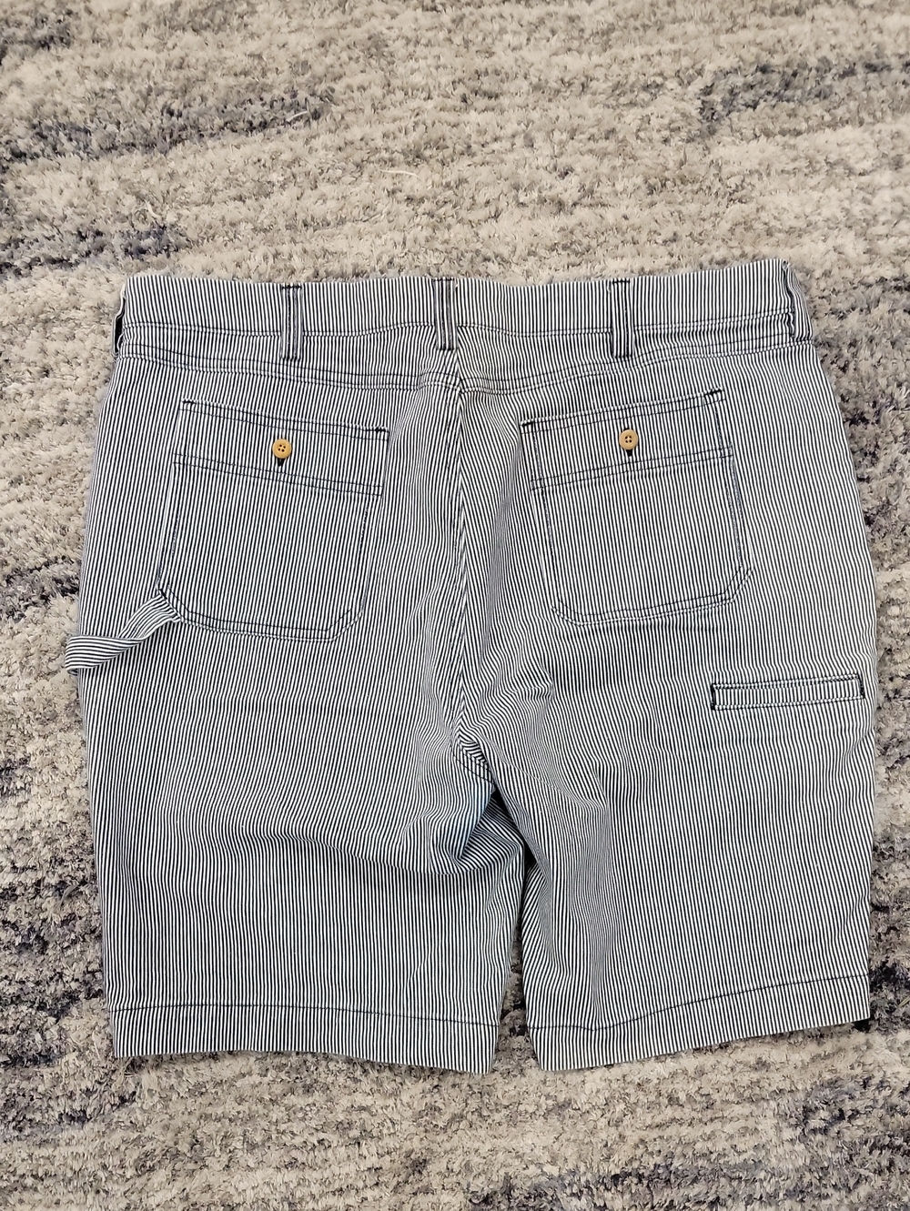 Duluth Trading Co. Rootstock Gardening Shorts Hickory Railroad Stripe 18 Womens - Picture 3 of 5
